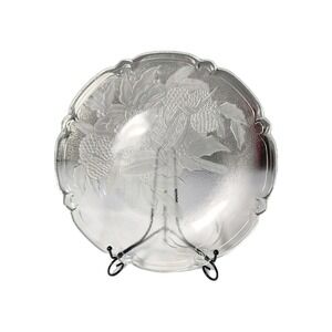 Elements Clear Etched Glass Christmas Serving Platter 13" Satin BELLS